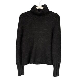 A5 GAP Black Knit Turtleneck Sweater Metallic Sparkle Lambswool Blend